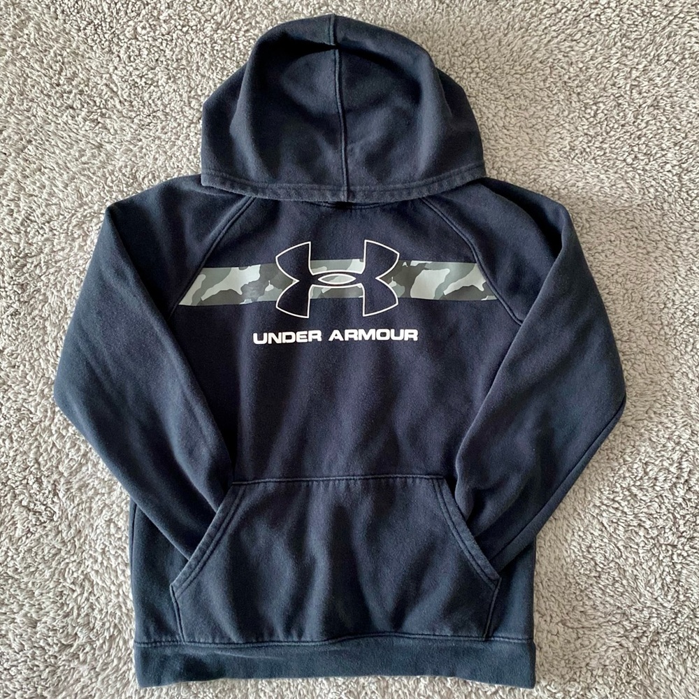 Under Armour Coldgear Pullover Hooded Sweatshirt Black Camo Hoodie Size XL